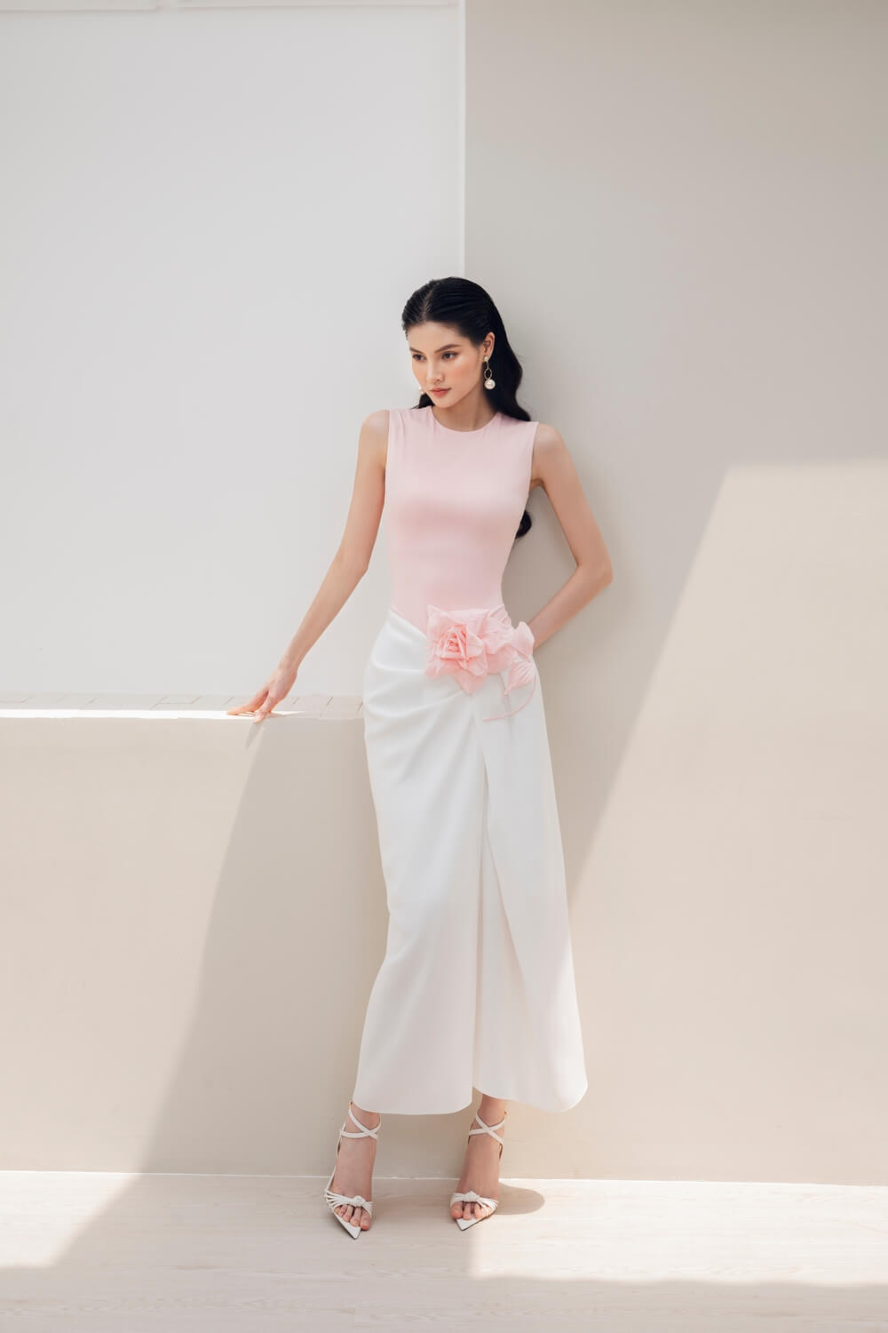 Tove Pegged Sleeveless Cotton Midi Dress