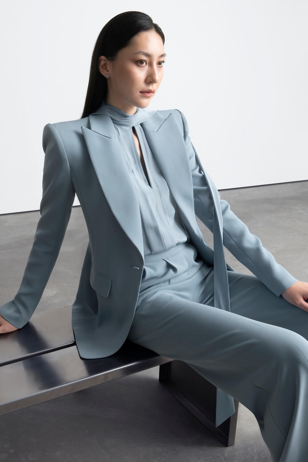 Dixie Pleated Long Sleeved Crepe De Chine Top