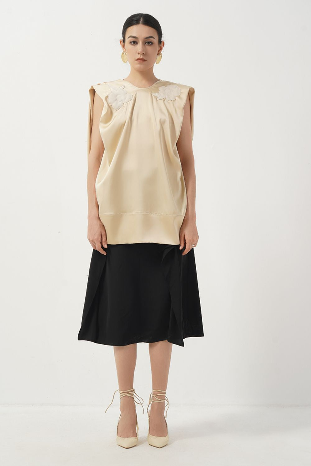 Sadie Sack Flower Applique Silk Top