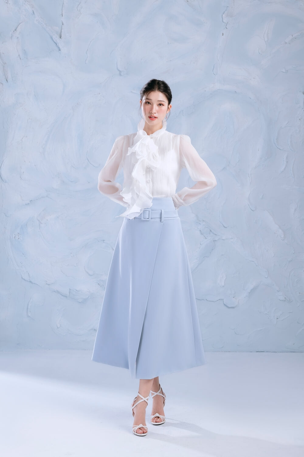 Ocean A-line Crossover Cotton Midi Skirt