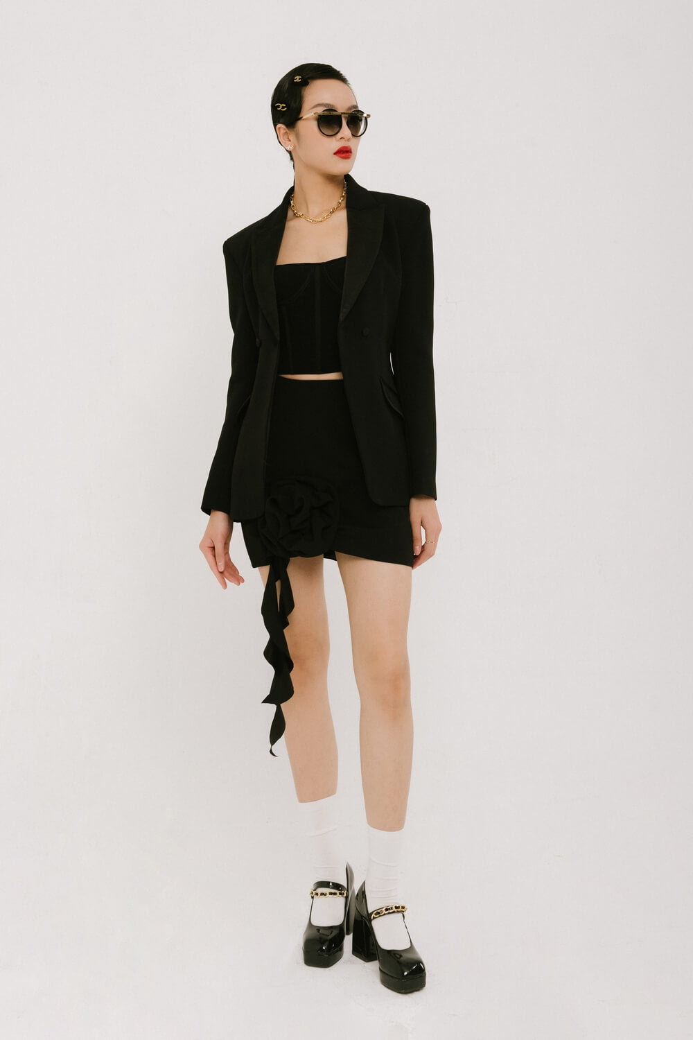 Parisian Fit and Flare Long Sleeved Twill Blazer