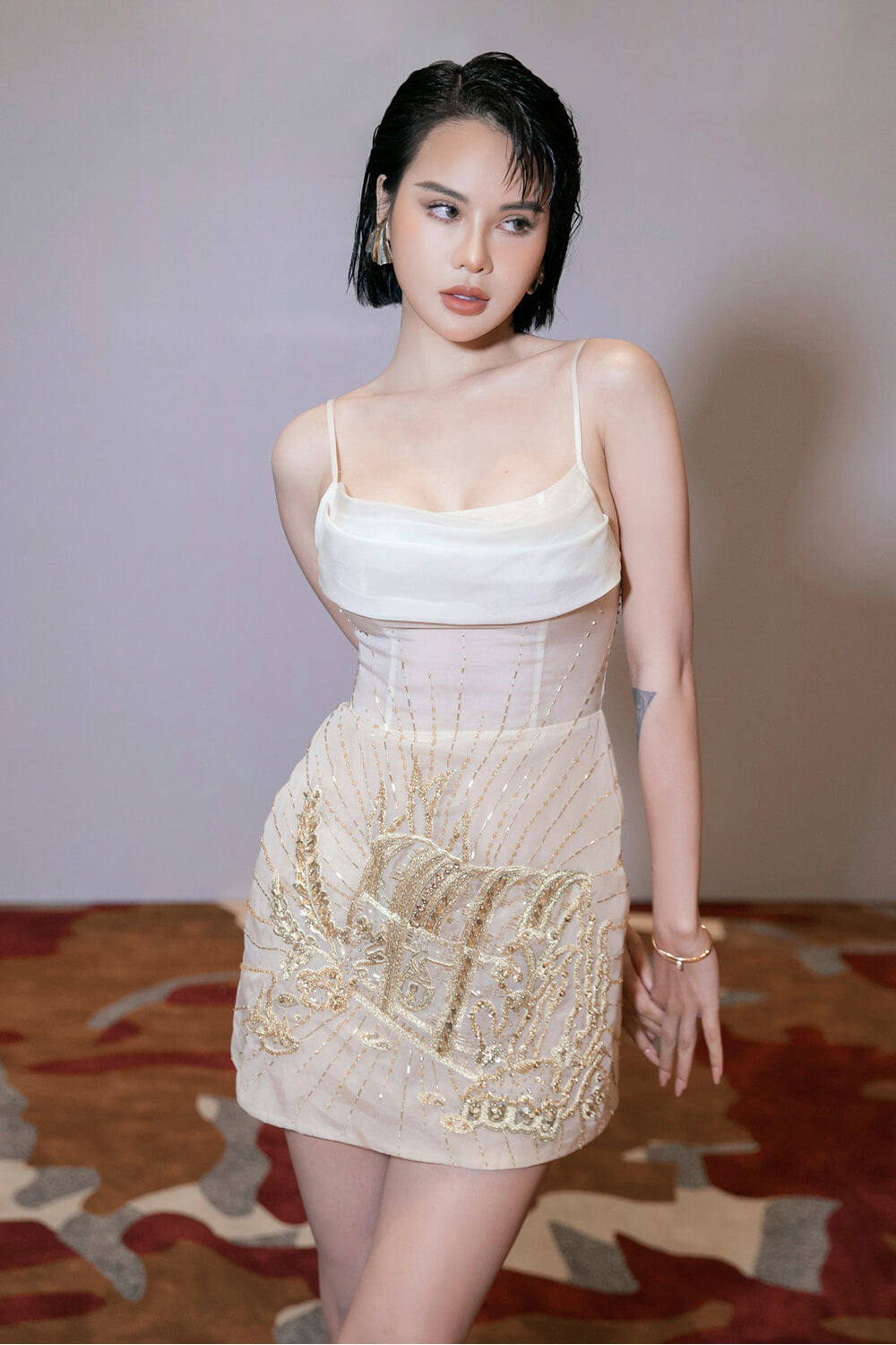 Delilah Hourglass Spaghetti Strap Chiffon Mini Dress