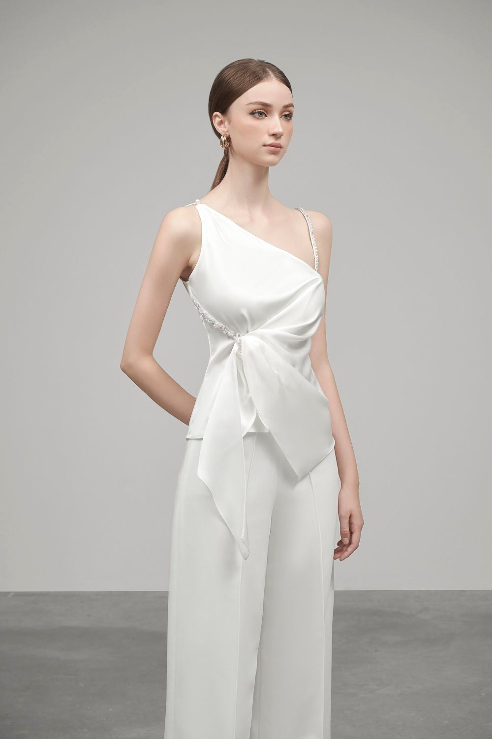 Naomi Straight Wide Leg Spandex Ankle Length Pants