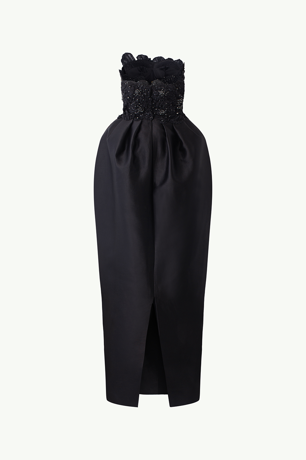 Paris Pegged Straight Across Neck Taffeta Maxi Dress