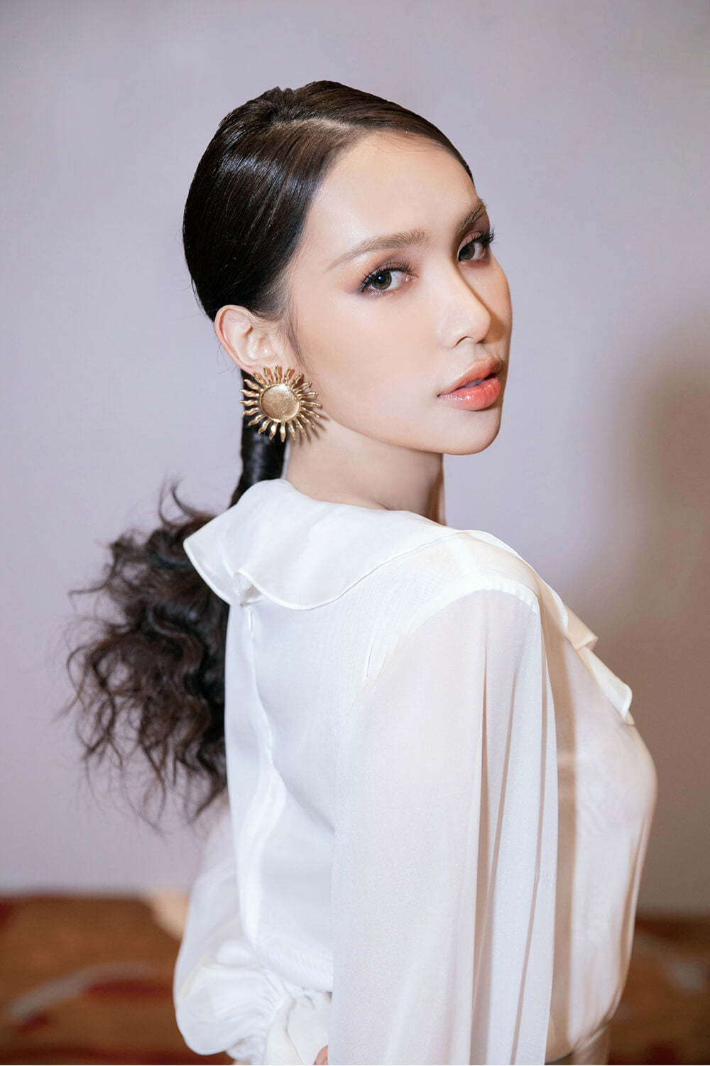 Ivy Straight Ruffle Collar Silk Cotton Blend Set