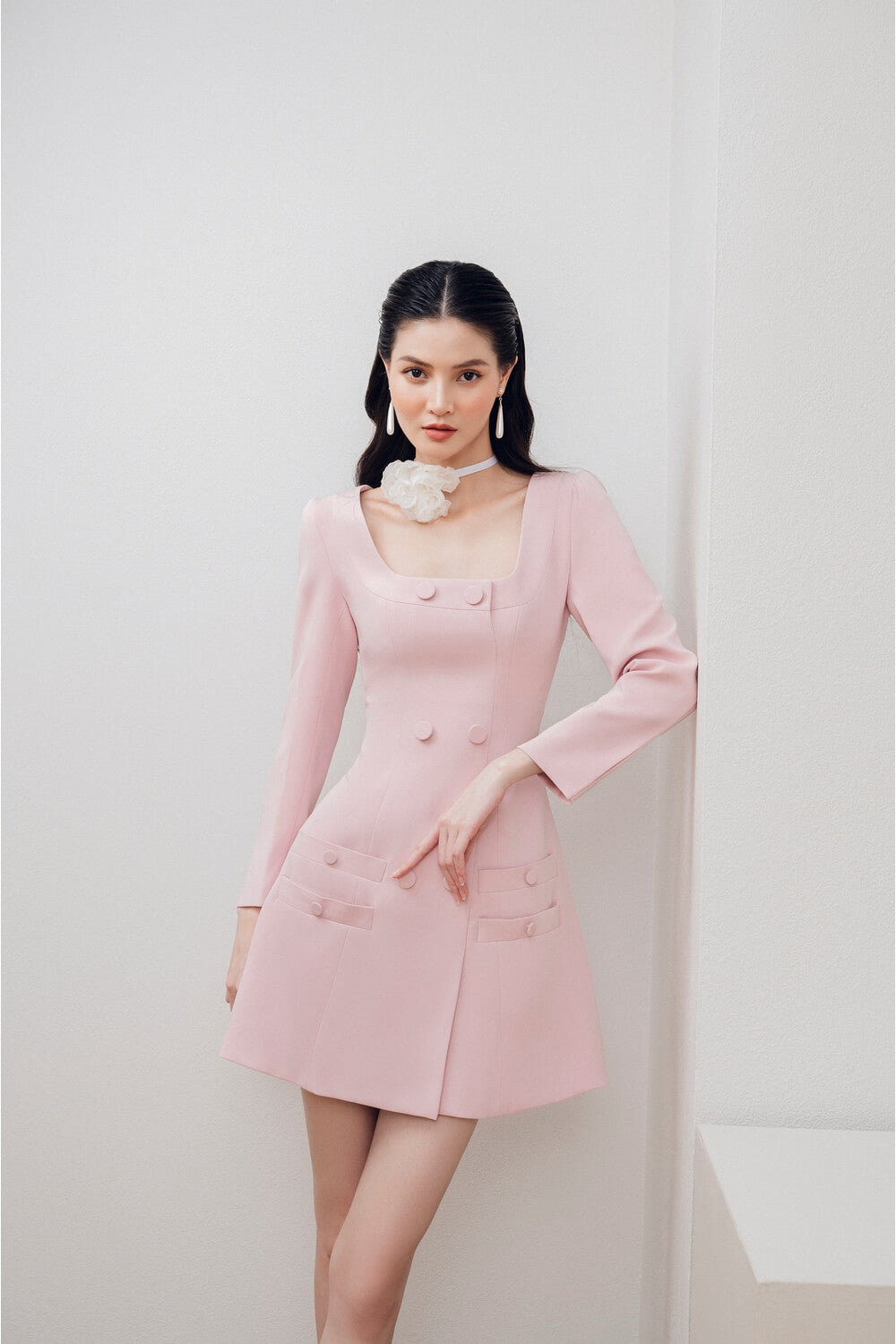 Edana A-line U-Neck Diamond Spandex Mini Dress