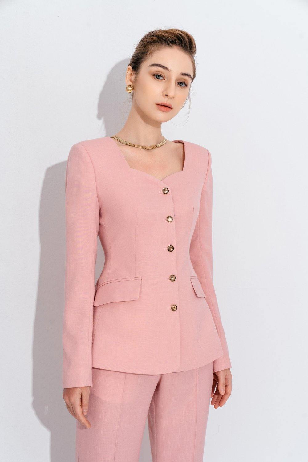 Irina Sweet Heart-Neck Suit Blazer