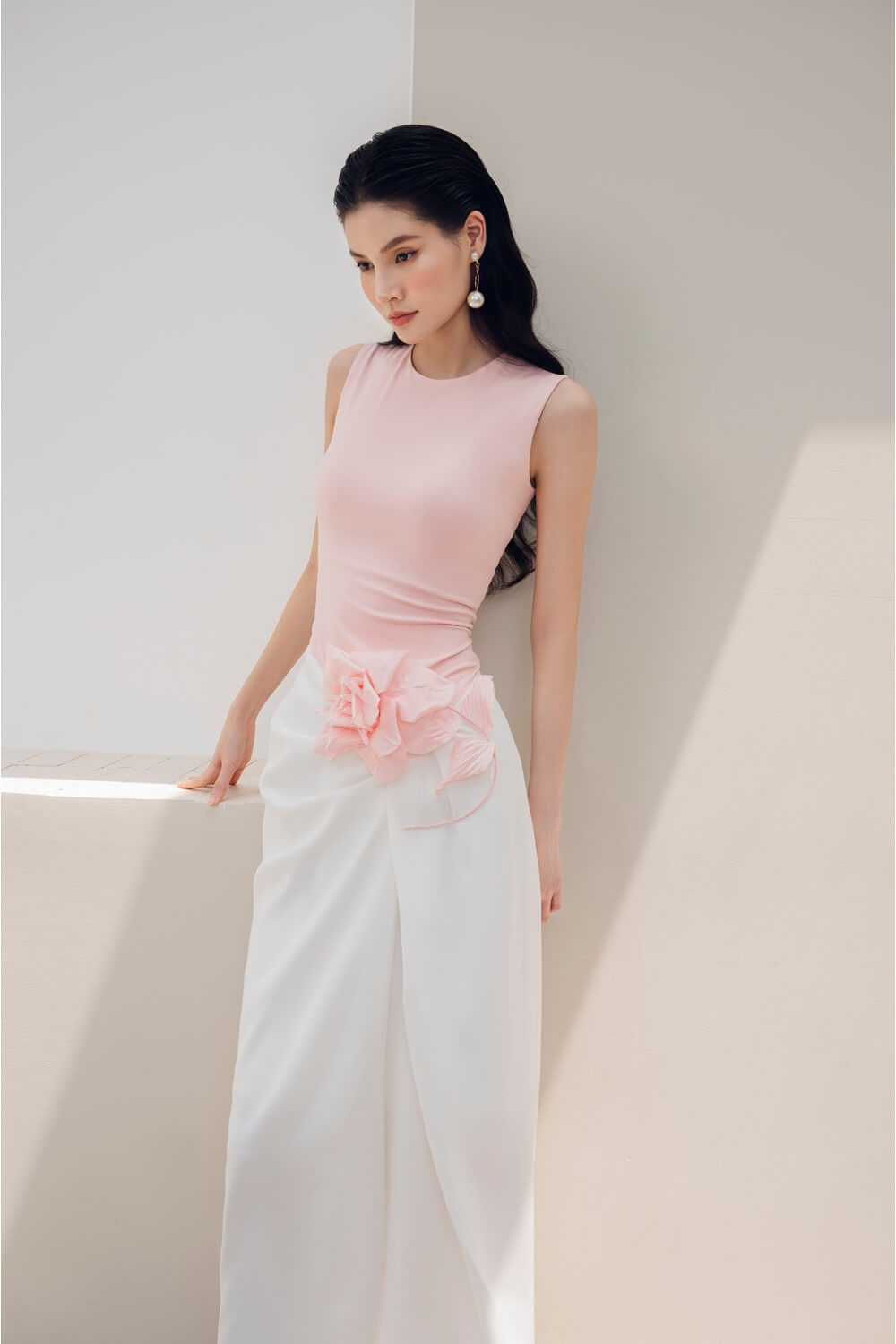 Tove Pegged Sleeveless Cotton Midi Dress