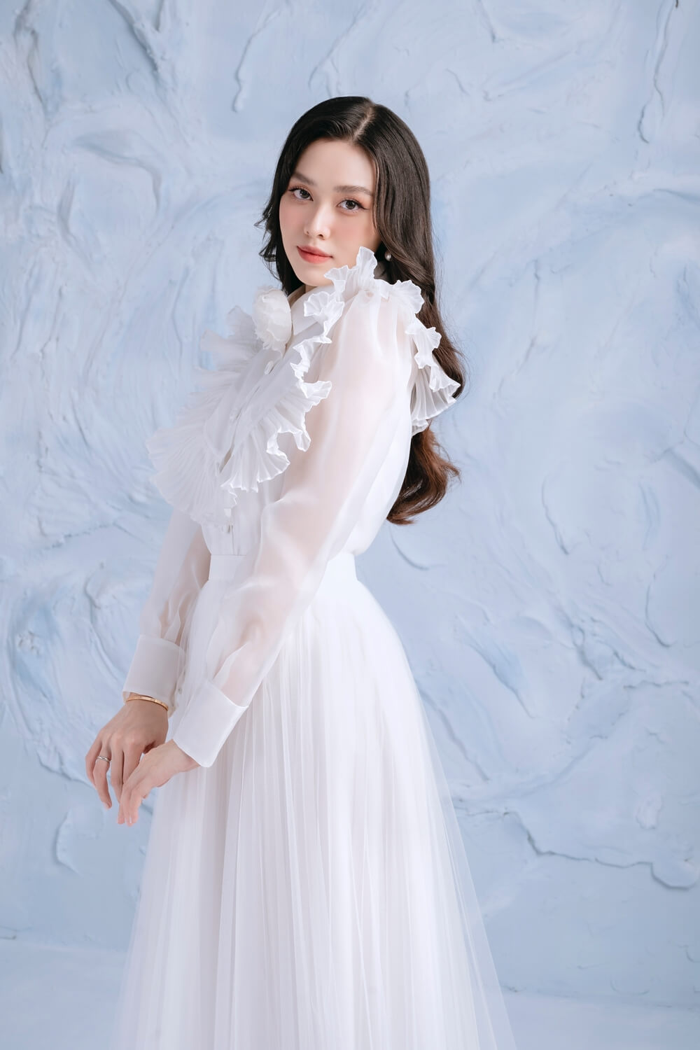 Rosy Flower Applique Organza Brooch