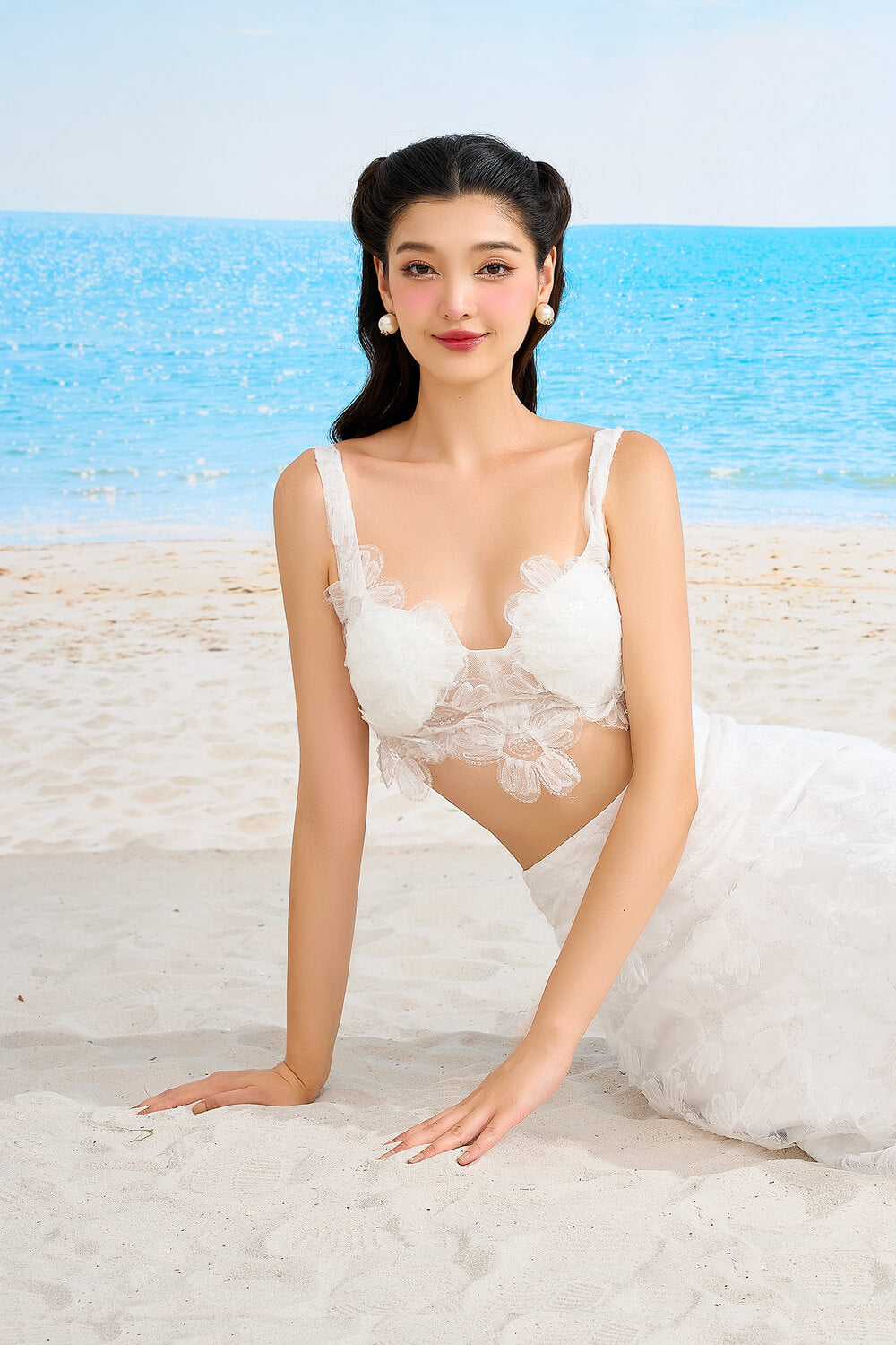 Arum A-line Strappy Mesh Sheer Midi Set