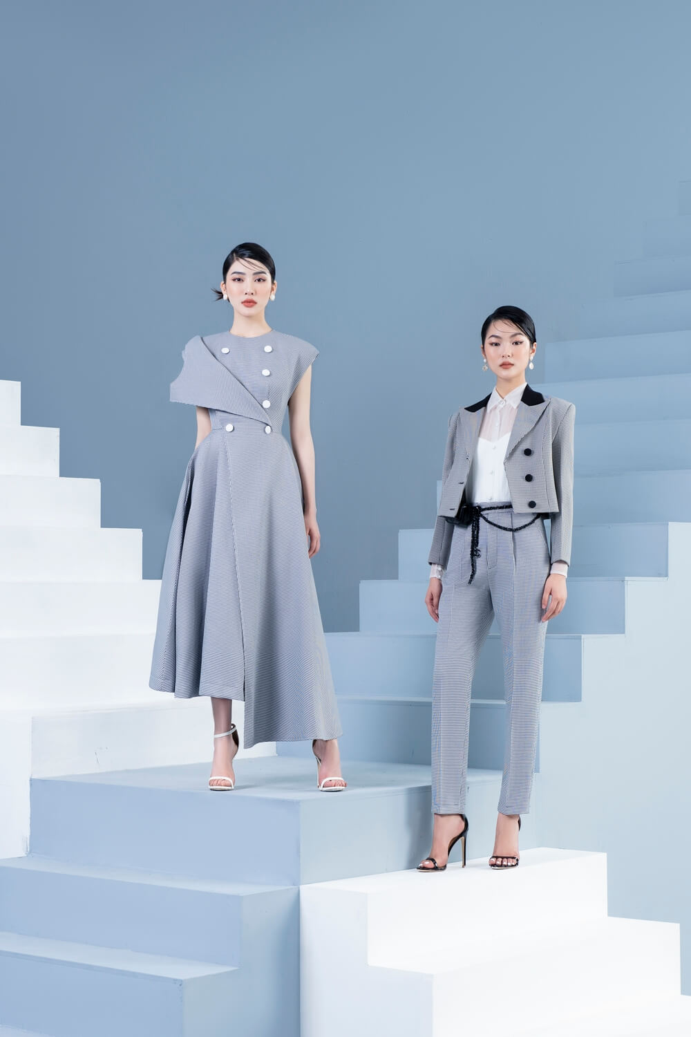 Conal Asymmetric Round Neck Cotton Midi Dress