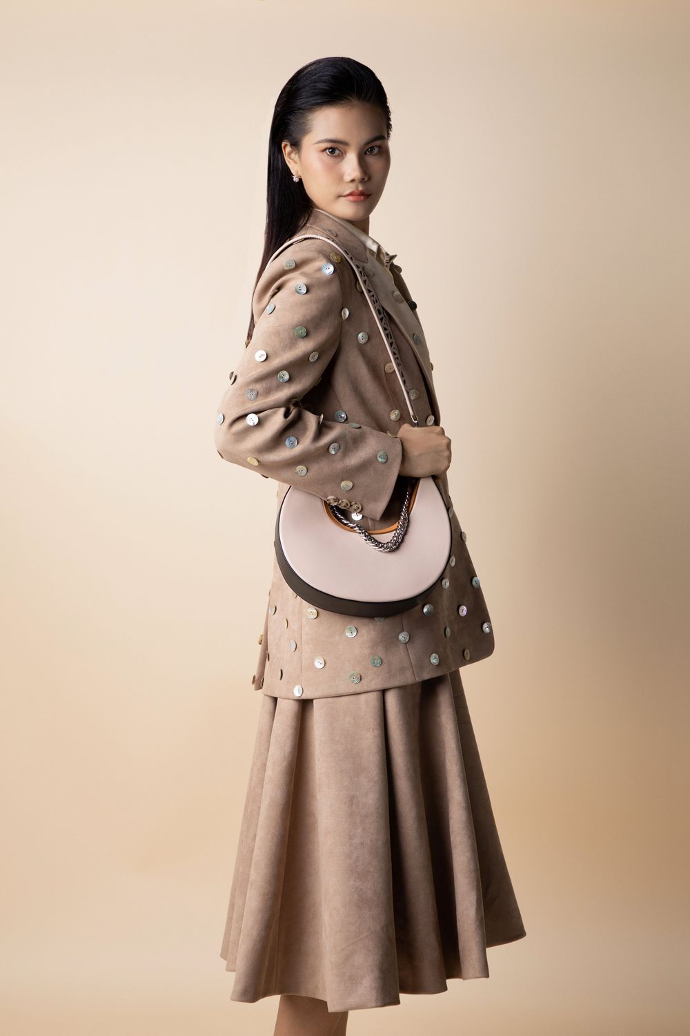 Shanny Straight Peak Lapel Polyester Blazer