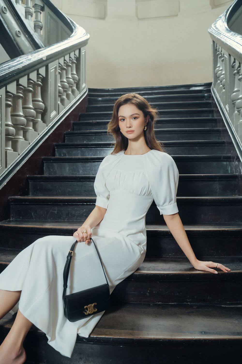 Ellen Pleated Shoulders Dress