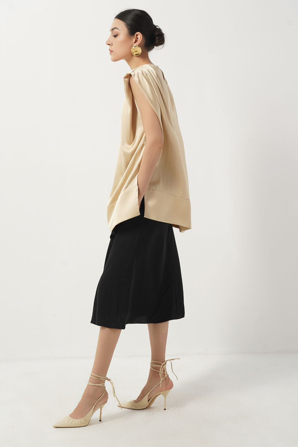 Sadie Sack Flower Applique Silk Top