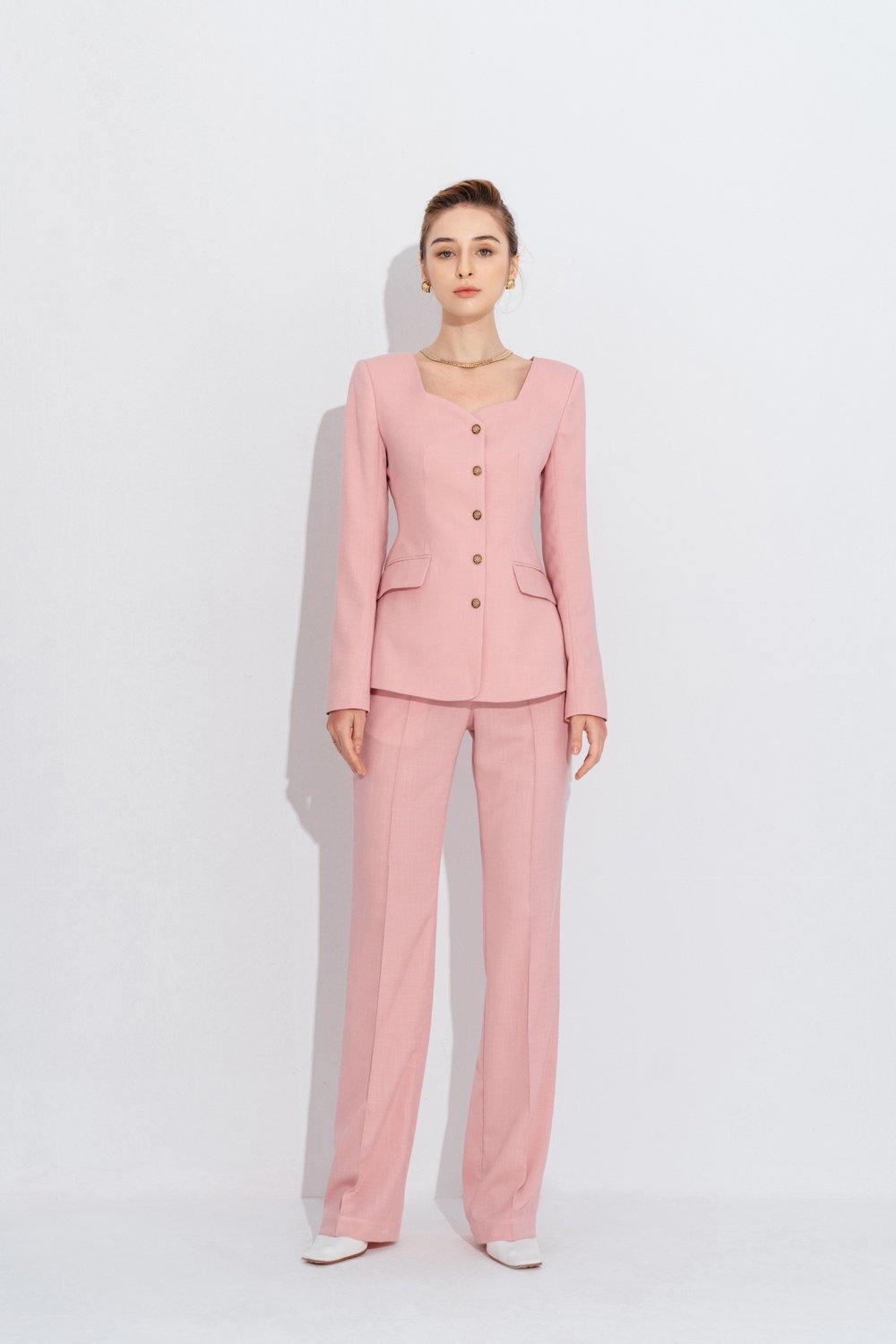 Irina Sweet Heart-Neck Suit Blazer