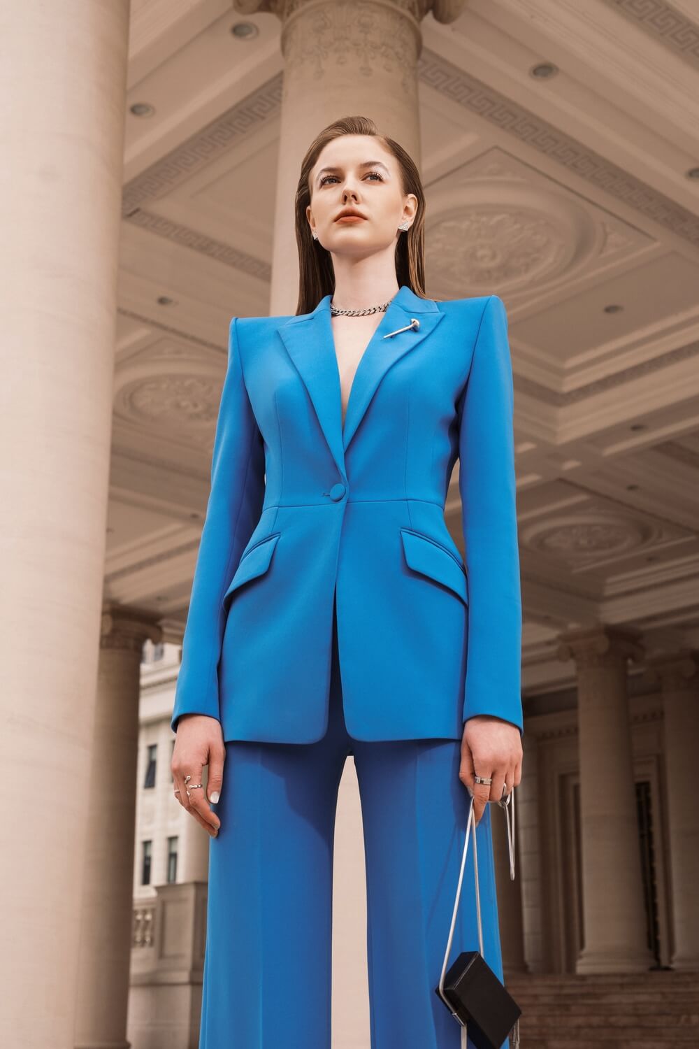 Sophie Fit and Flare Long Sleeved Twill Crepe Blazer