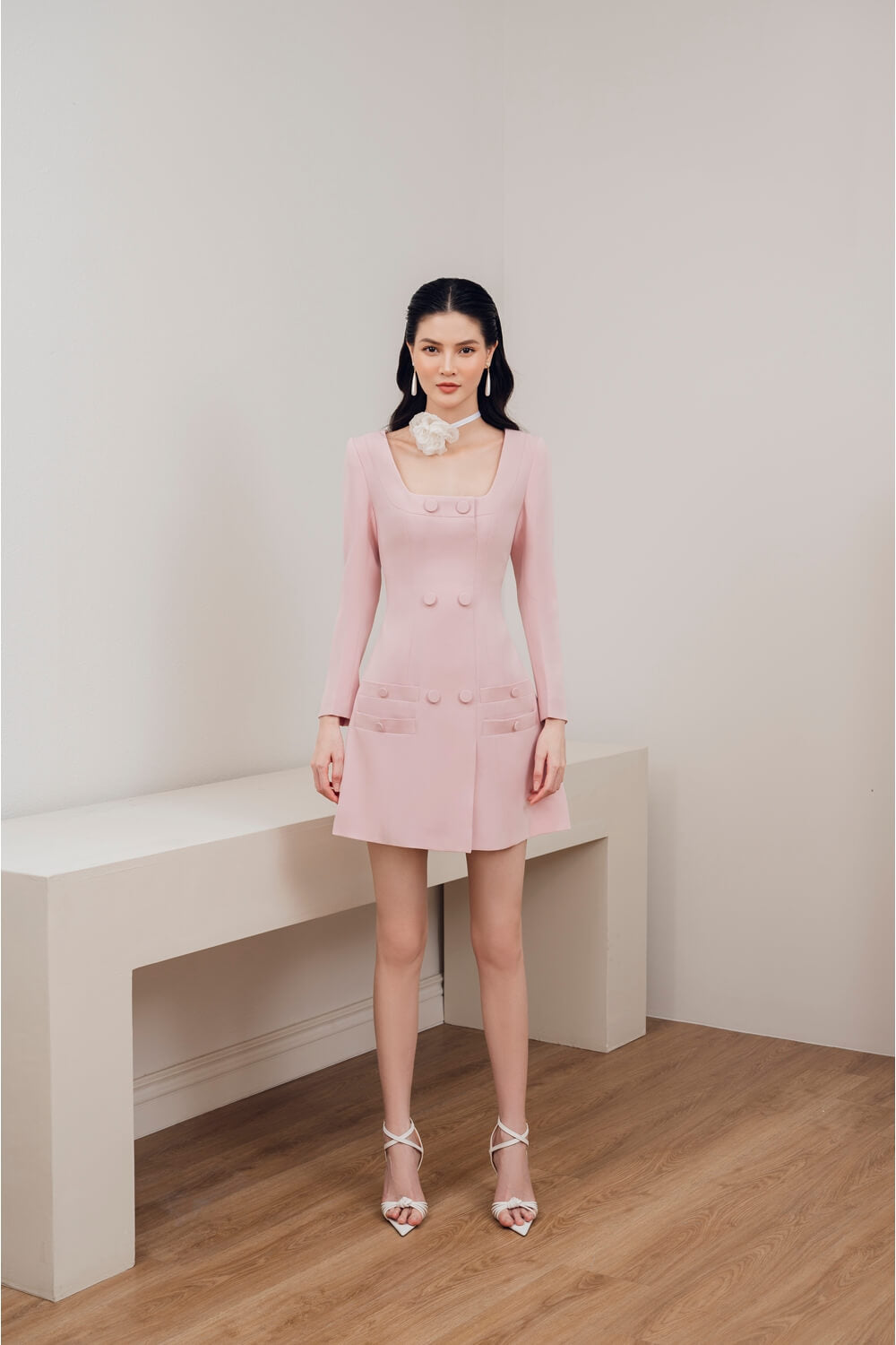 Edana A-line U-Neck Diamond Spandex Mini Dress