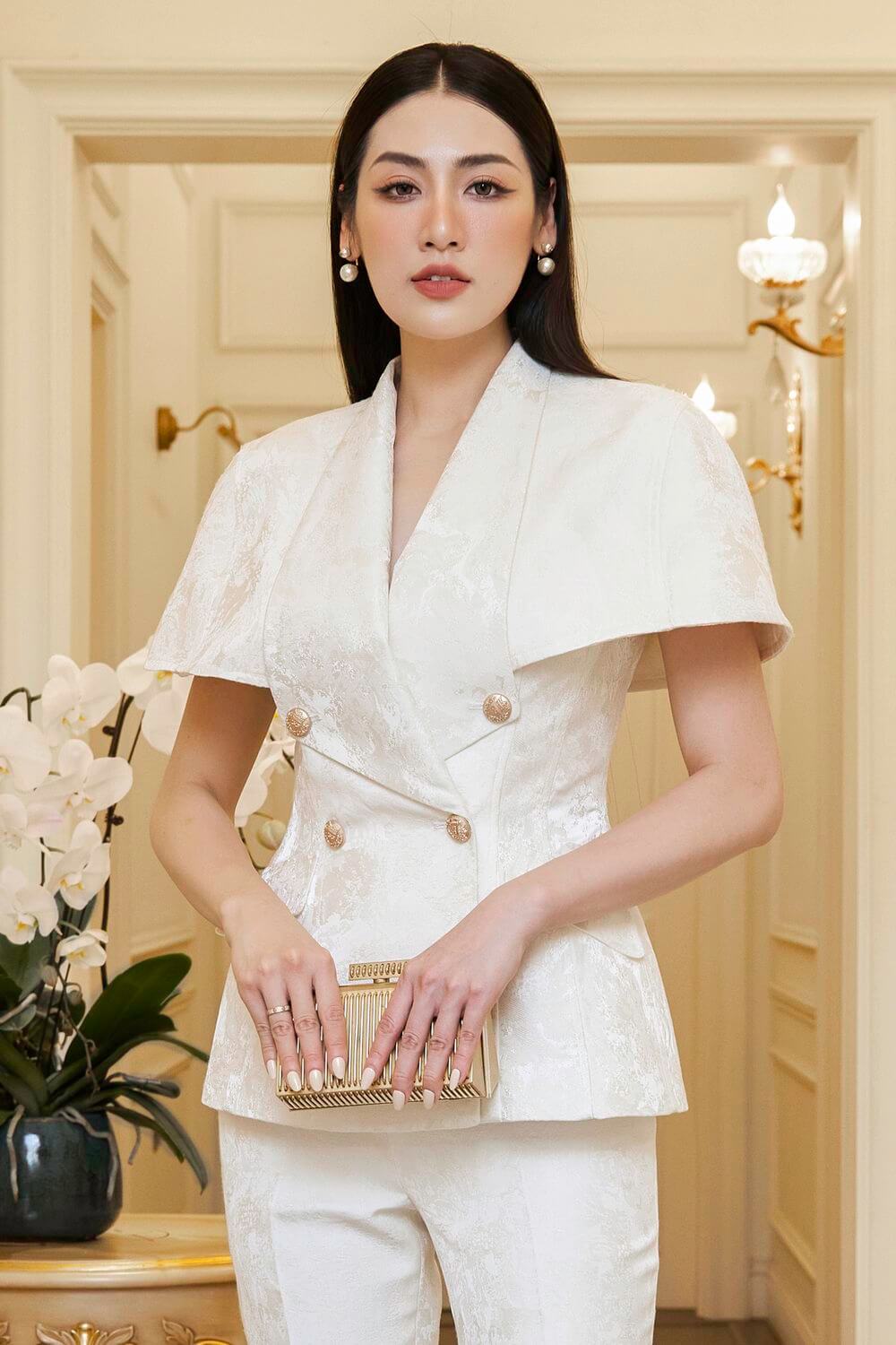 Serenity Peplum Double Breasted Brocade Blazer