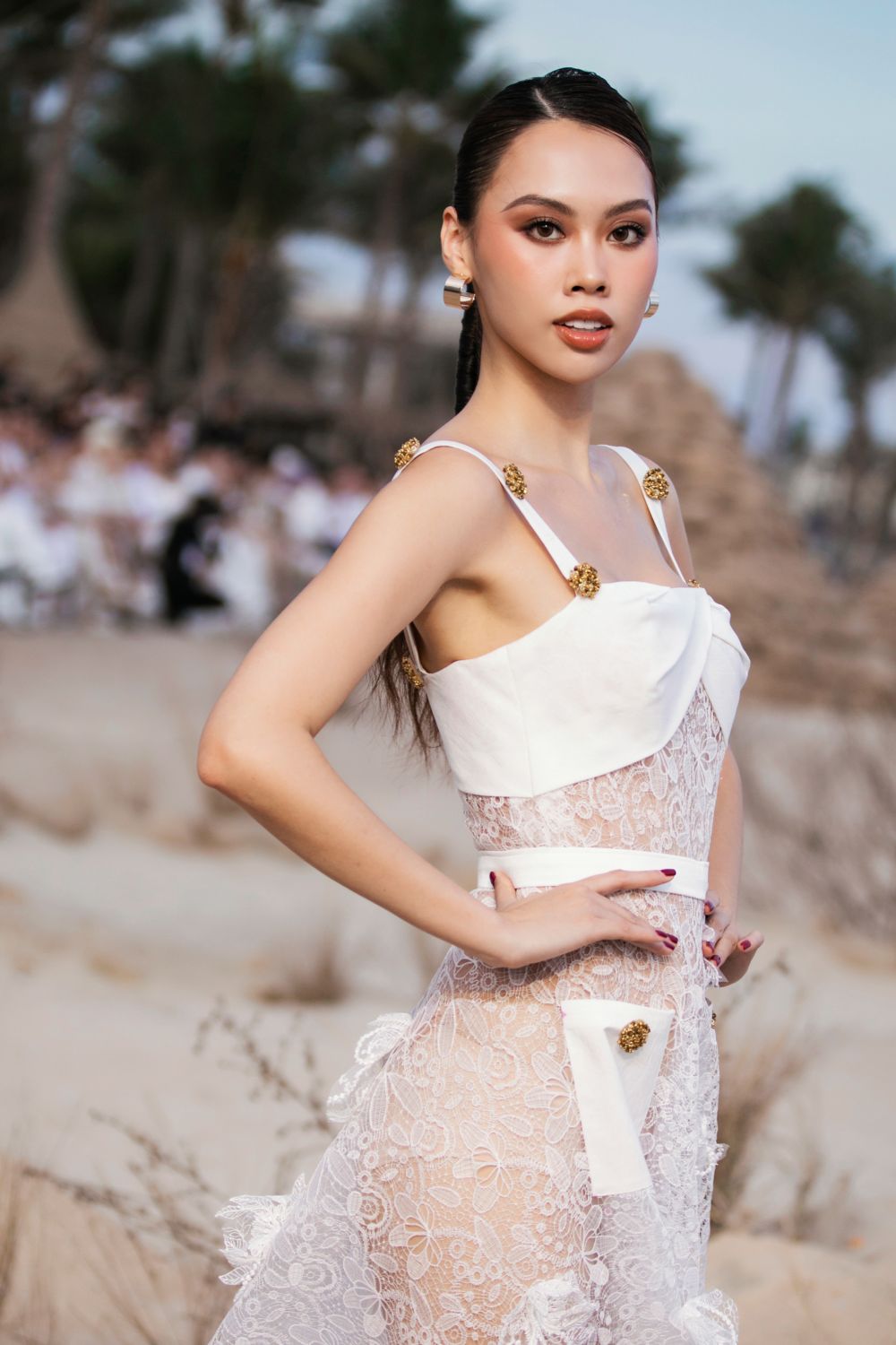 Serenity A-line See-Through Lace Midi Dress