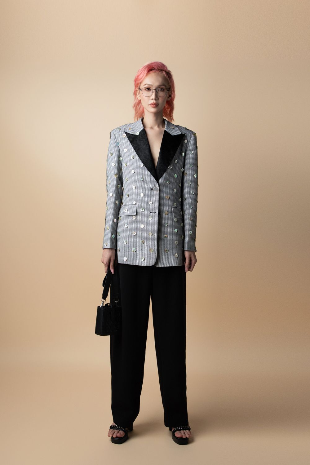 Teresa Straight Peak Lapel Brocade Blazer