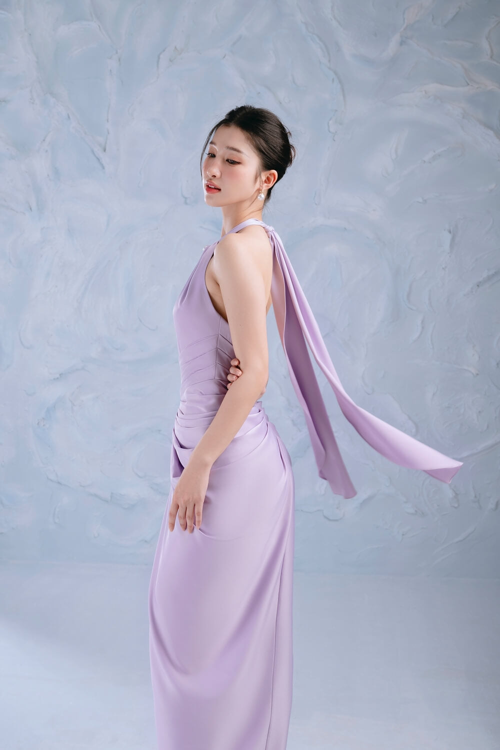 Violet Sarong Halter Neck Silk Midi Dress