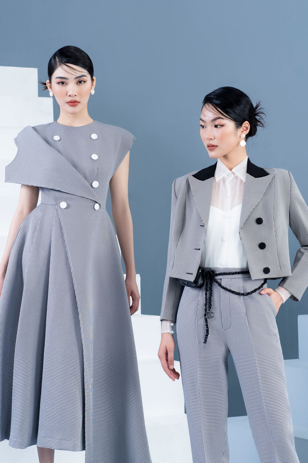 Conal Asymmetric Round Neck Cotton Midi Dress