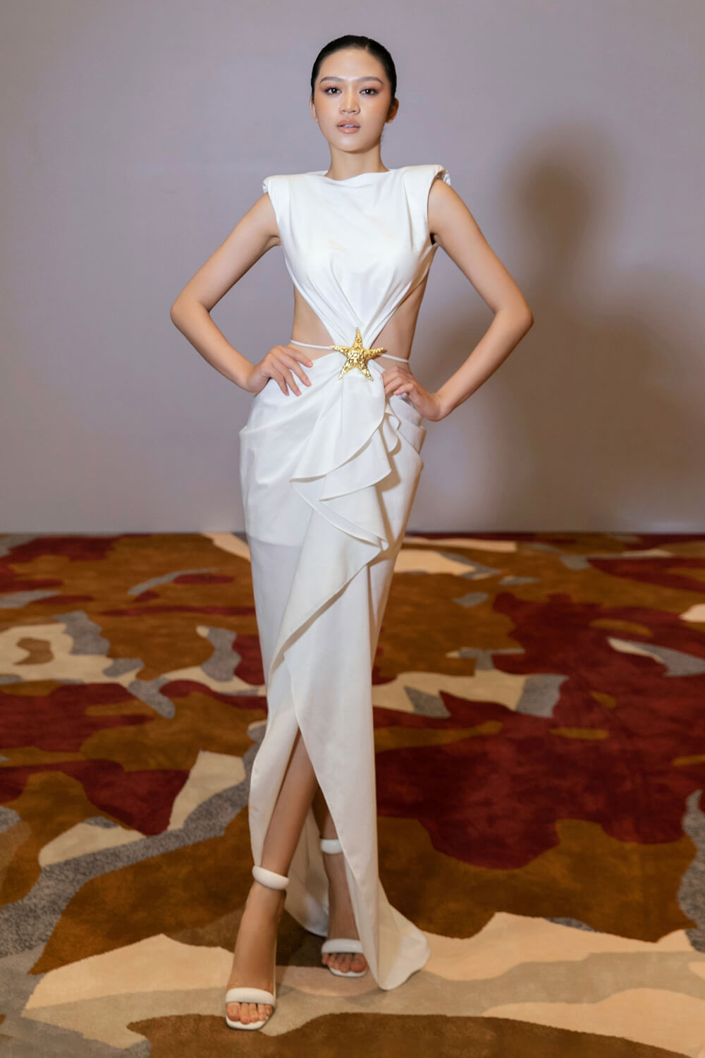 Alice Sarong Cut-Out Taffeta Maxi Dress