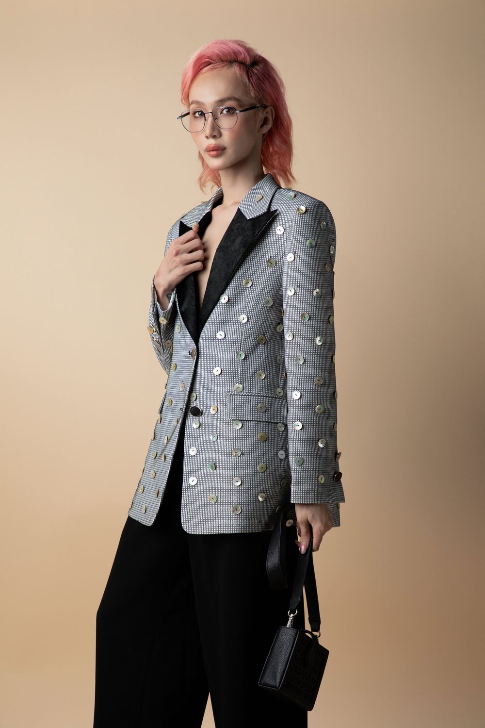 Teresa Straight Peak Lapel Brocade Blazer