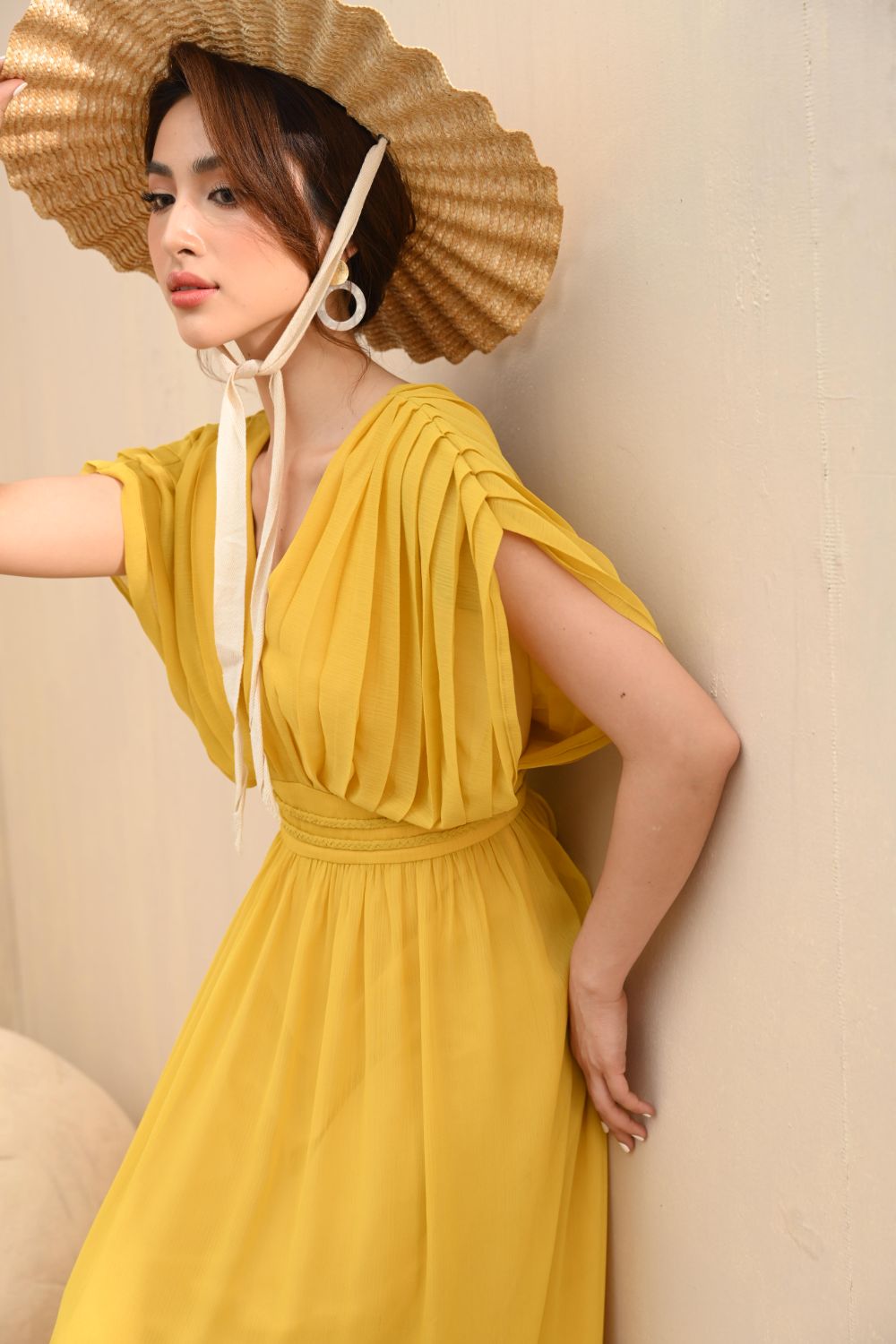 Nami Pleated Shoulders Dress