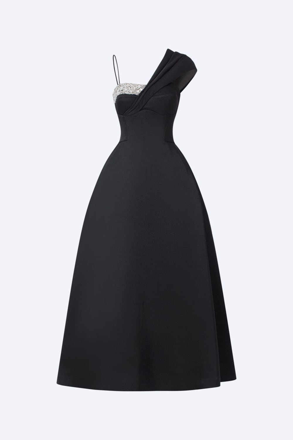 Charlotte A-line Asymmetric Taffeta Midi Dress