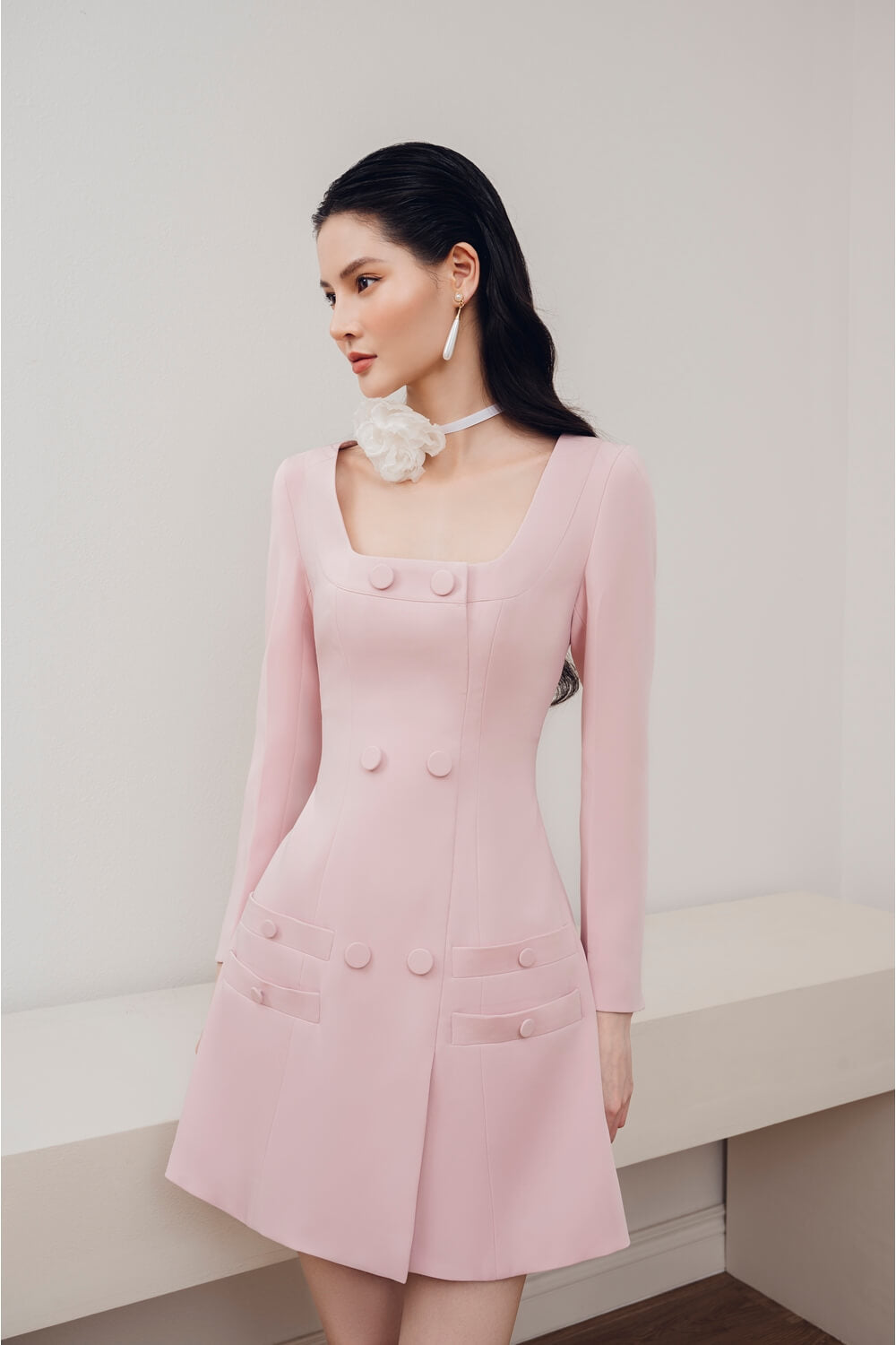 Edana A-line U-Neck Diamond Spandex Mini Dress