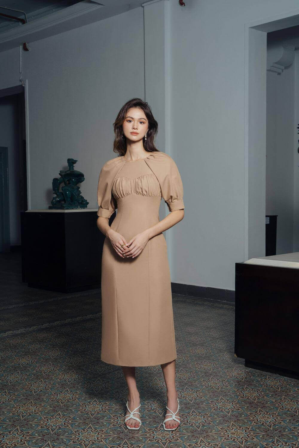 Helti Draping Midi Dress