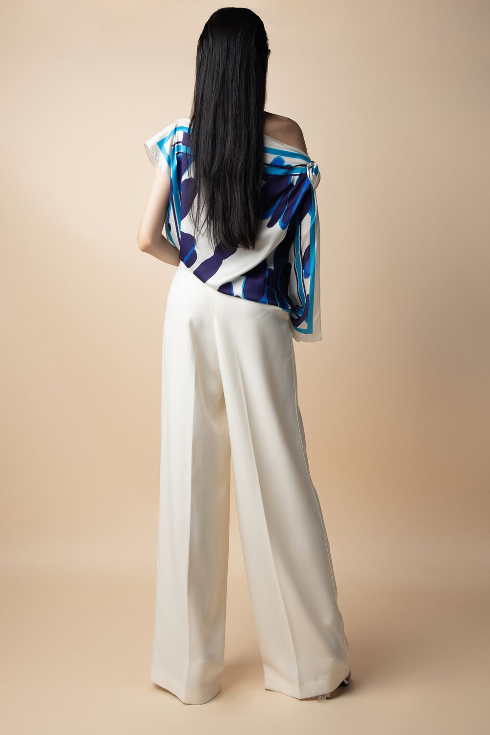 Magarita Asymmetric Twisted Latin Silk Top