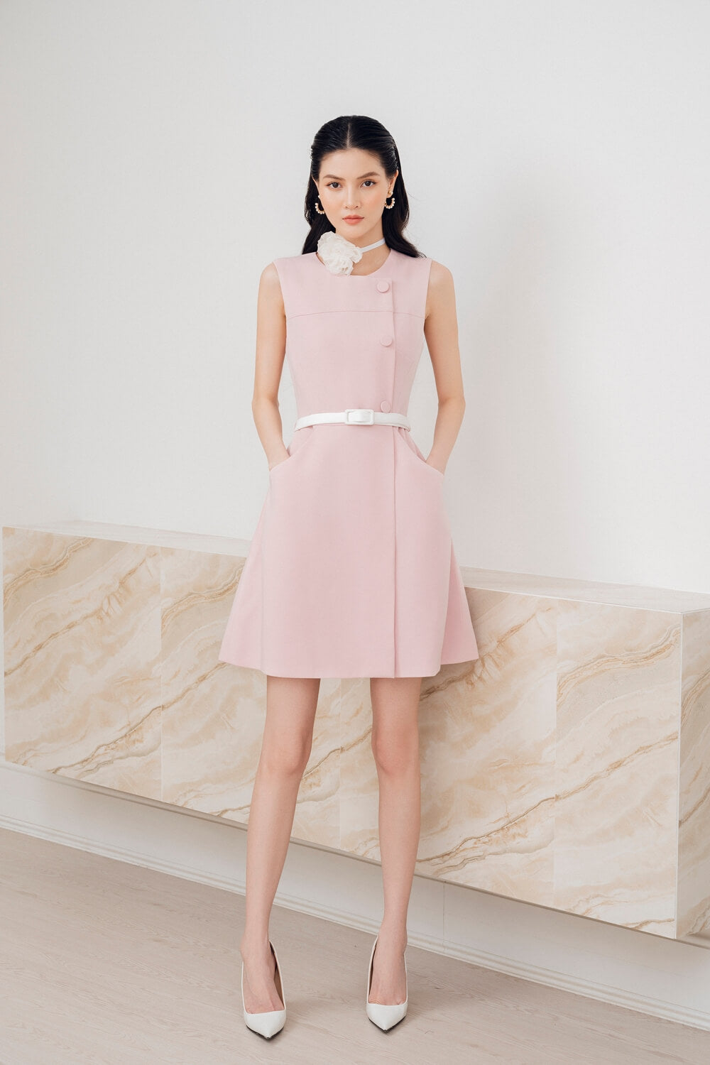 Naila A-line Sleeveless Diamond Spandex Mini Dress