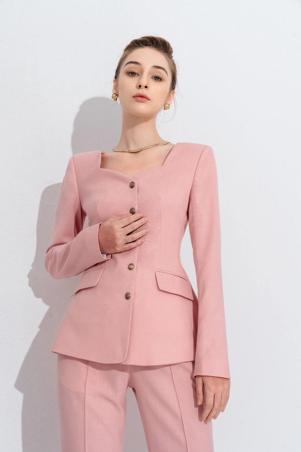 Irina Sweet Heart-Neck Suit Blazer