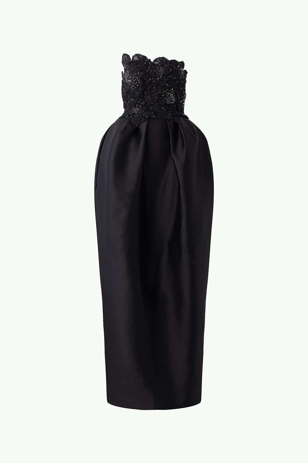 Paris Pegged Straight Across Neck Taffeta Maxi Dress