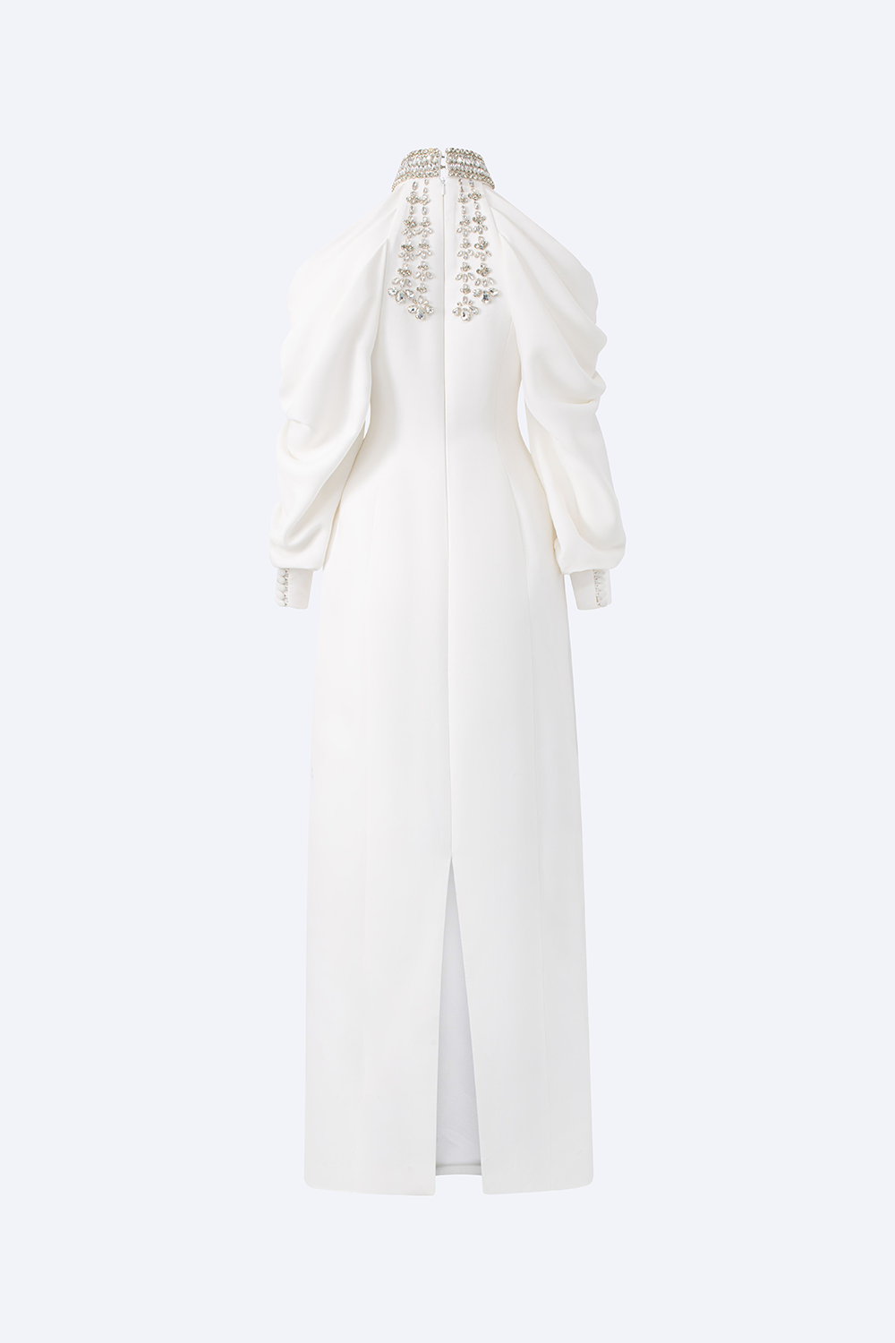 Adelina Sheath Halter Neck Satin Maxi Dress