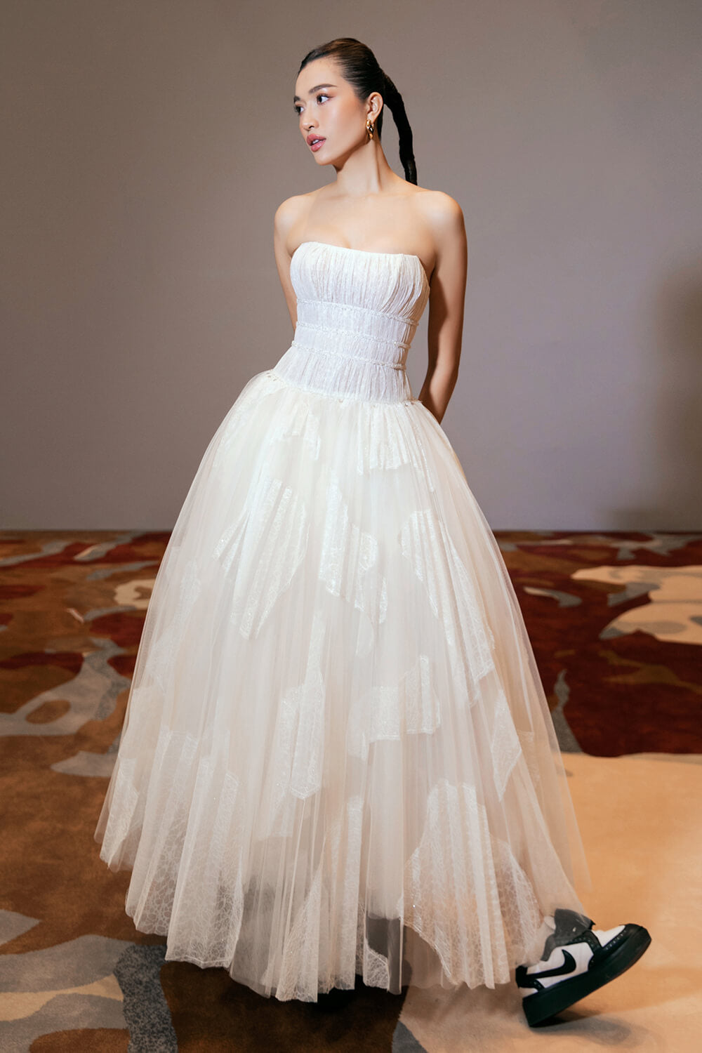 Quinn Ball Gown Straight Across Neck Tulle Ankle Length Dress