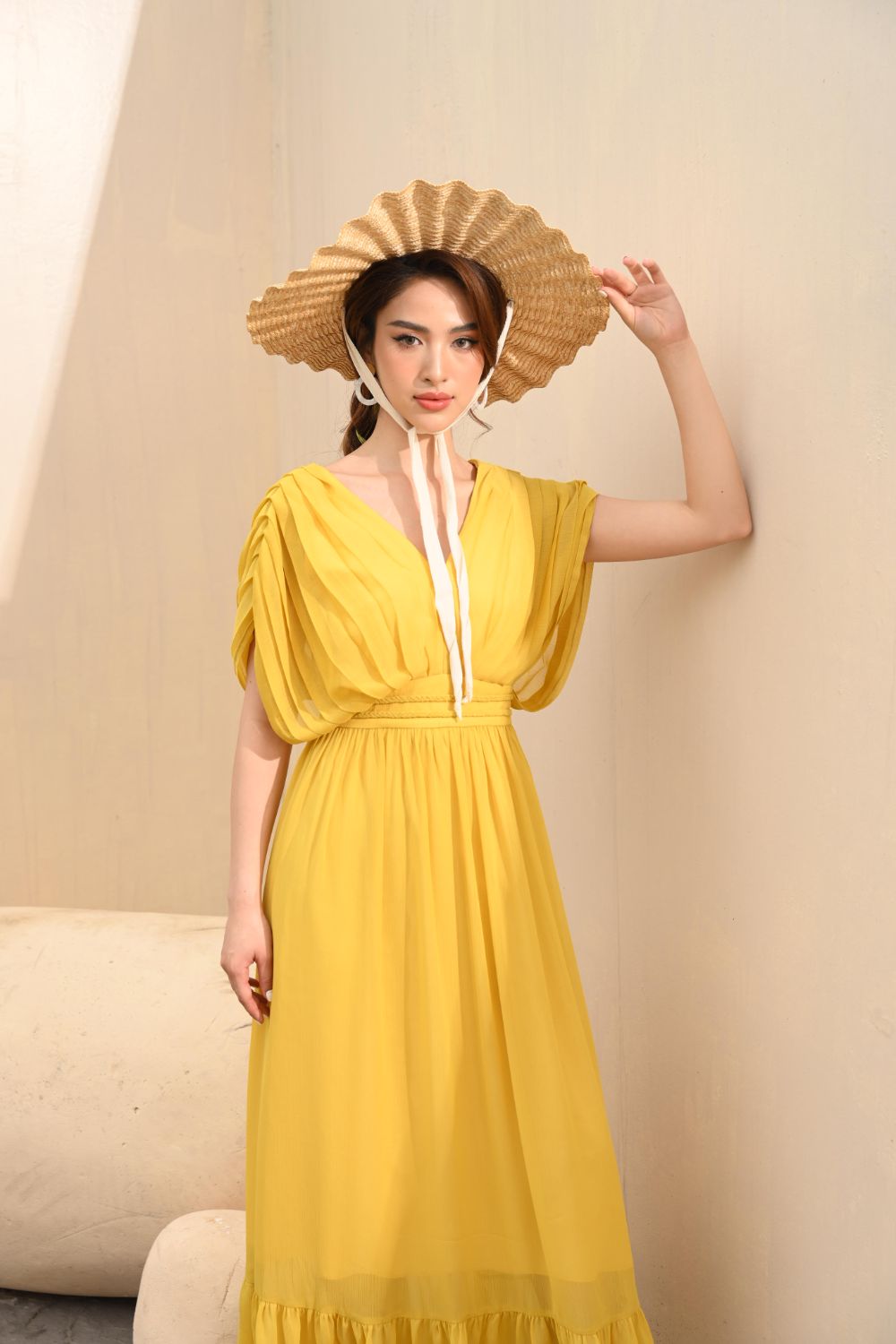 Nami Pleated Shoulders Dress
