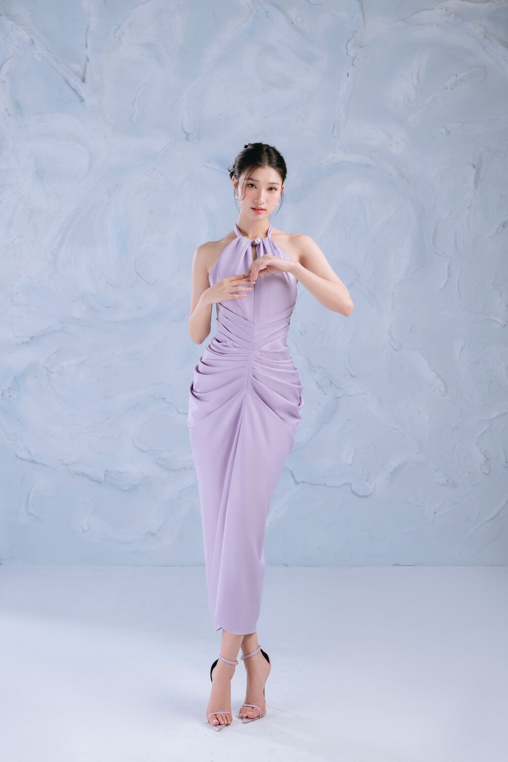Violet Sarong Halter Neck Silk Midi Dress