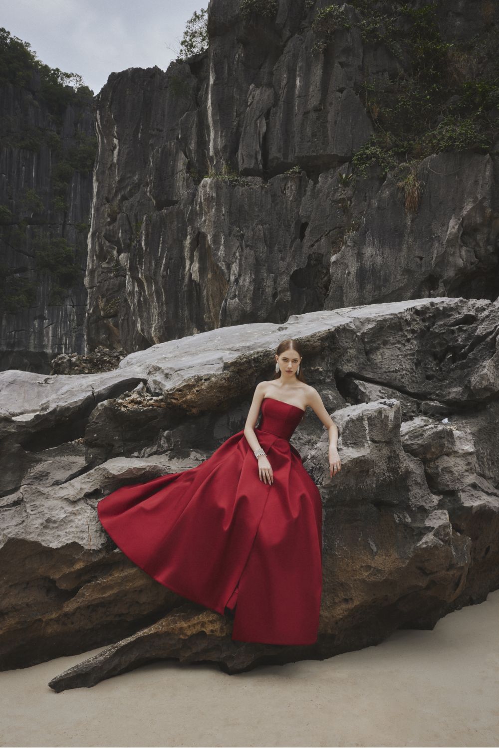 Clara Ball Gown Straight Across Neck Taffeta Maxi Dress