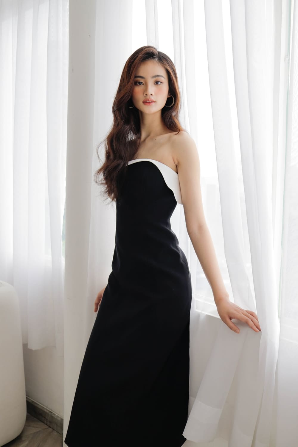 Sophia A-line Chest Cup Khaki Midi Dress