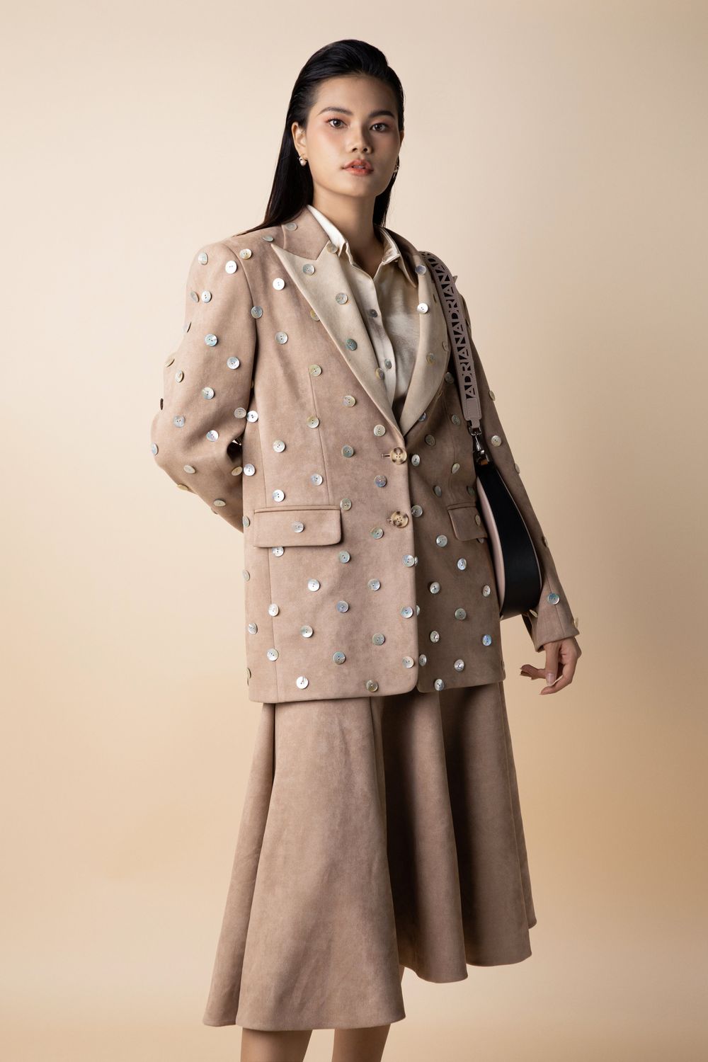 Shanny Straight Peak Lapel Polyester Blazer