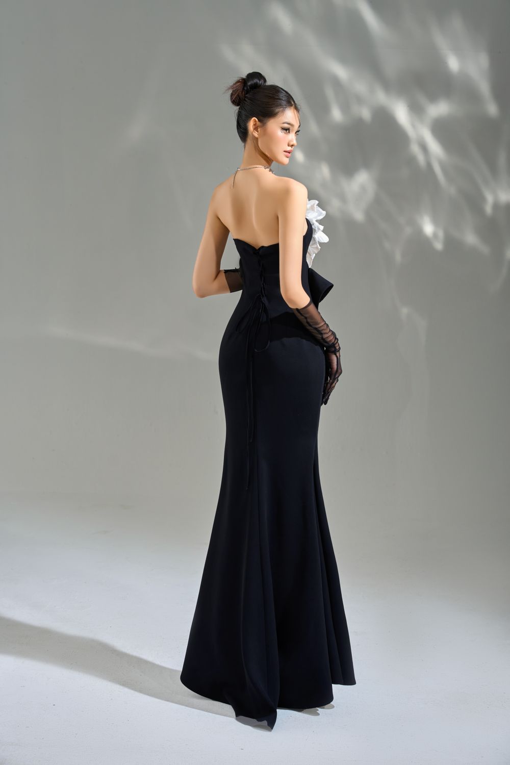 Plante Mermaid Flower Applique Cotton Polyester Maxi Dress