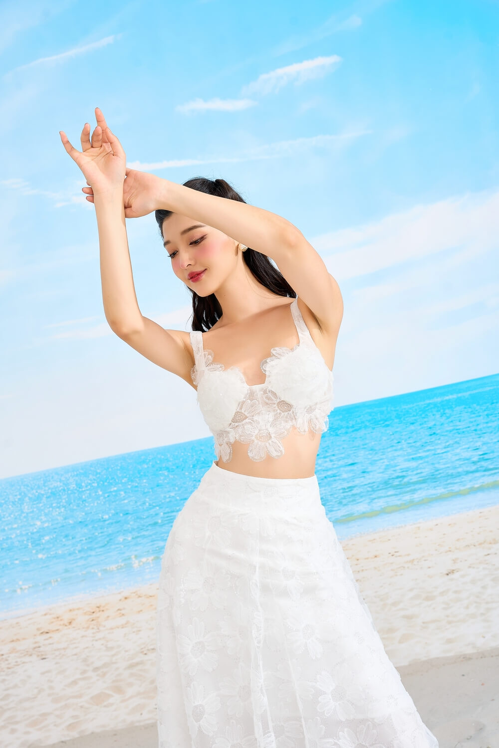 Arum A-line Strappy Mesh Sheer Midi Set