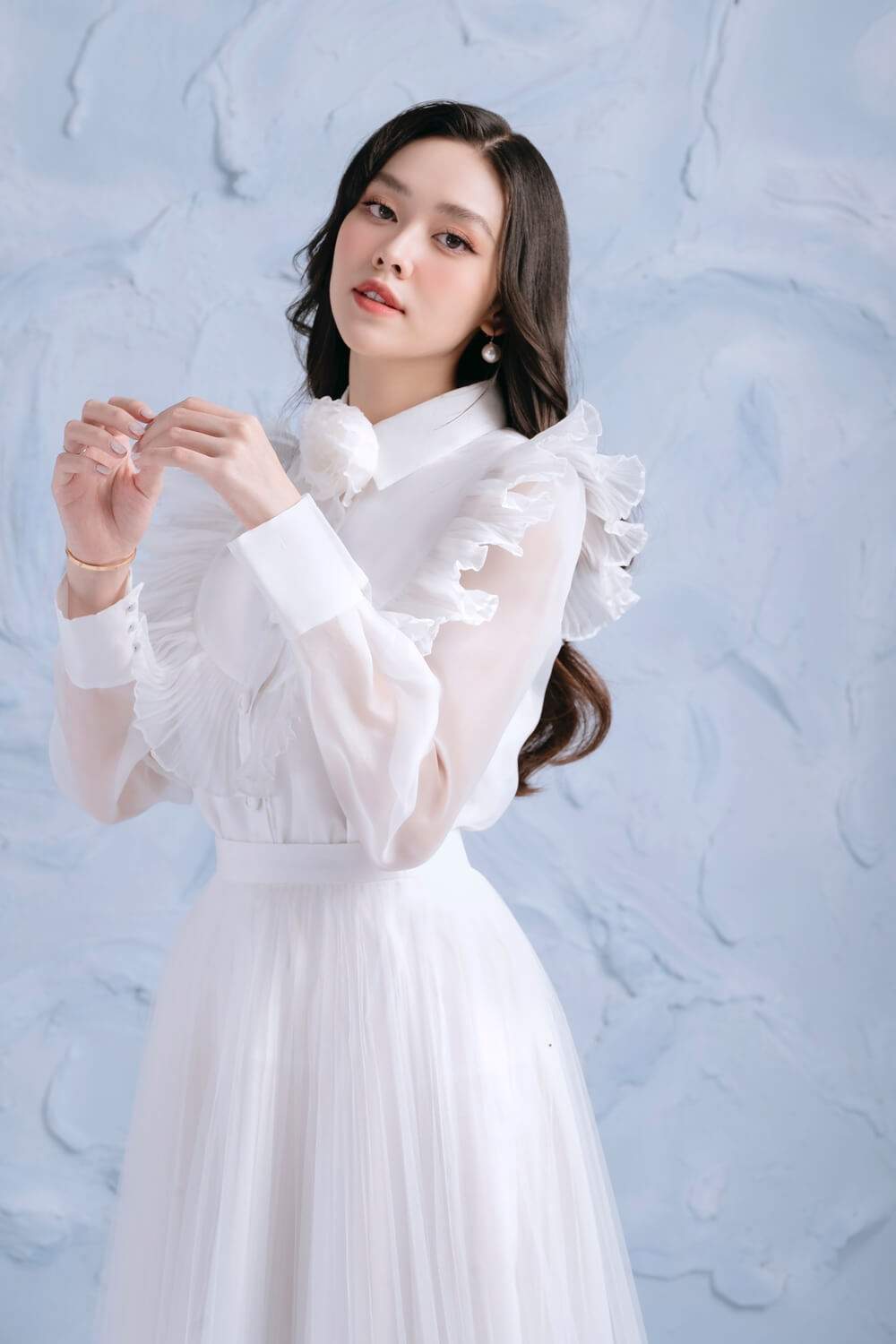 Rosy Flower Applique Organza Brooch