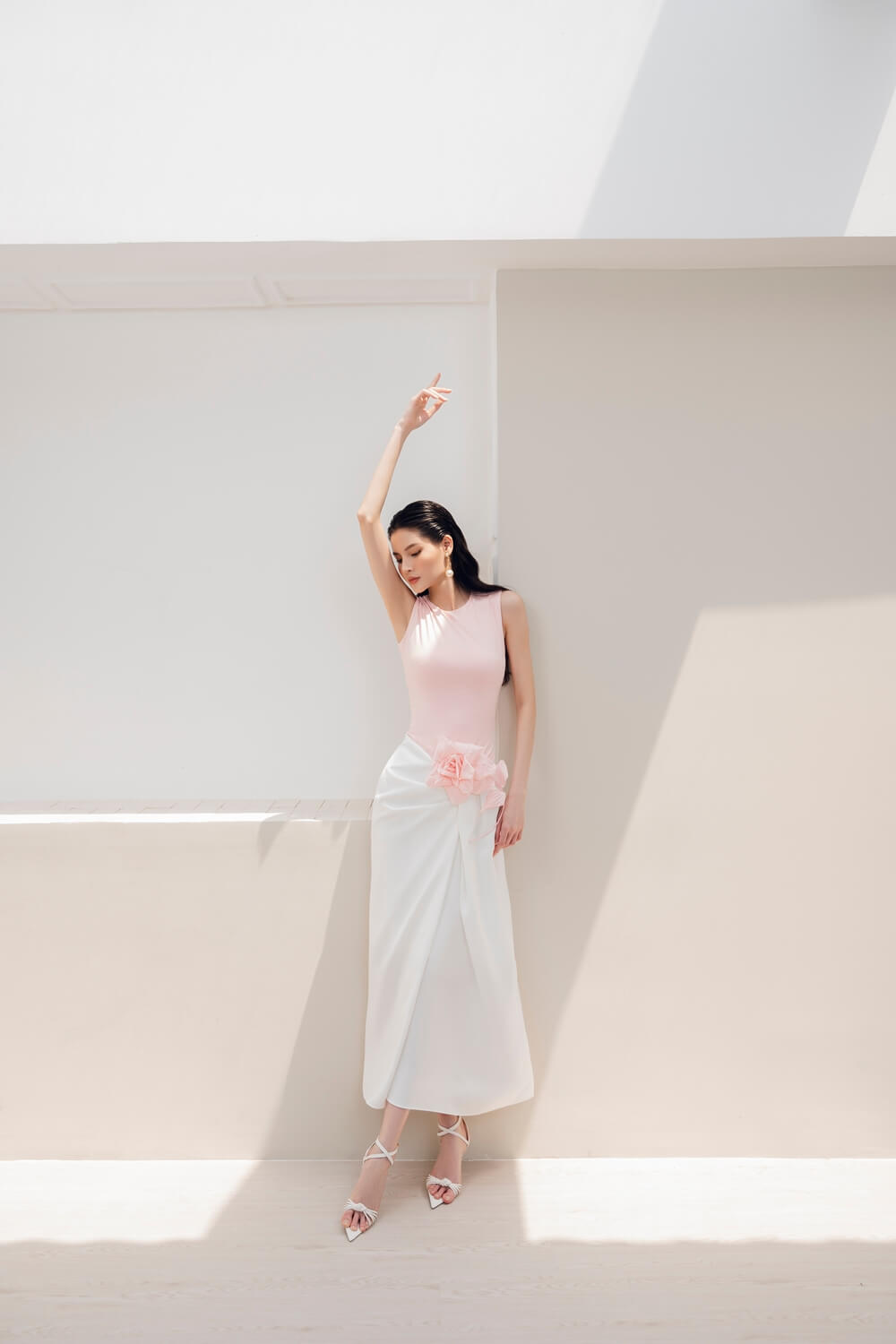 Tove Pegged Sleeveless Cotton Midi Dress