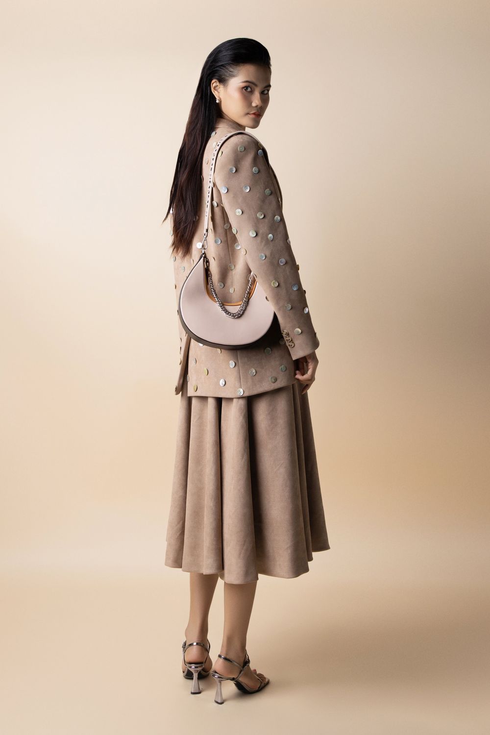 Shanny Straight Peak Lapel Polyester Blazer