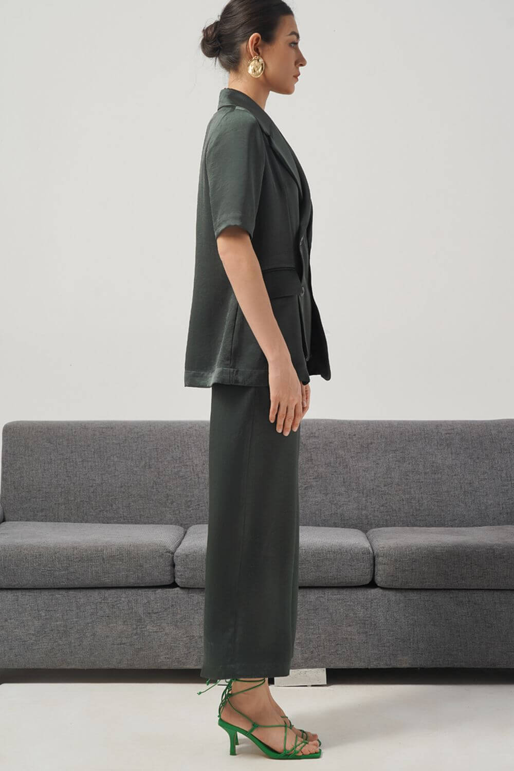 Arya Asymmetric Double Breasted Silk Blazer