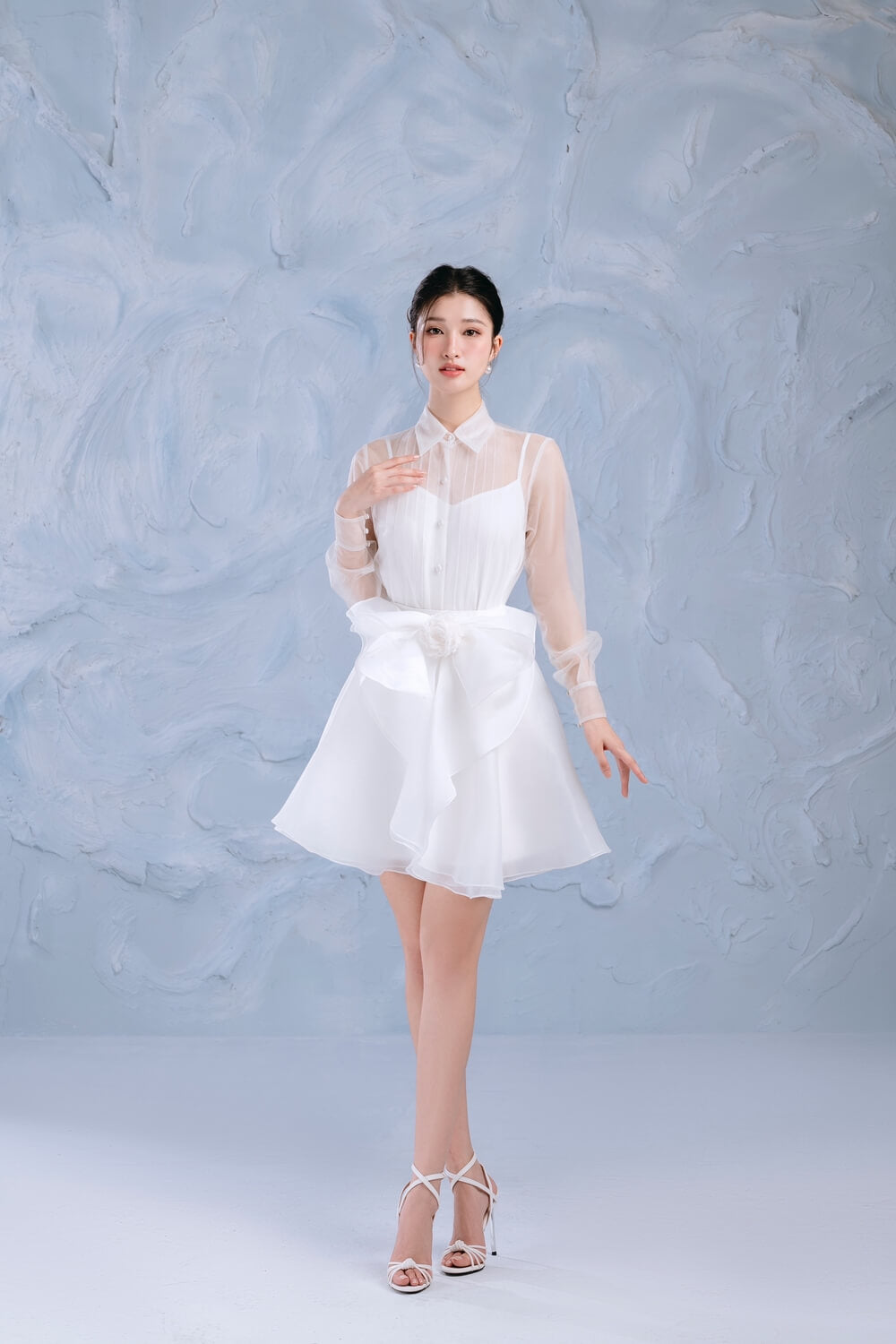 Orchid Layered Ruffled Organza Above The Knee Skirt
